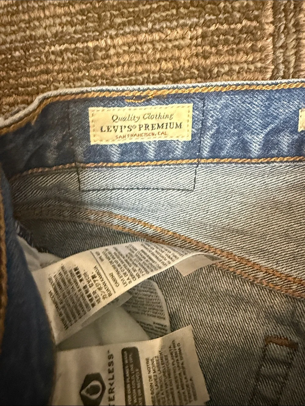 Levi's Premium Big E Rare Blank Tab Light Blue Distressed Straight Jeans